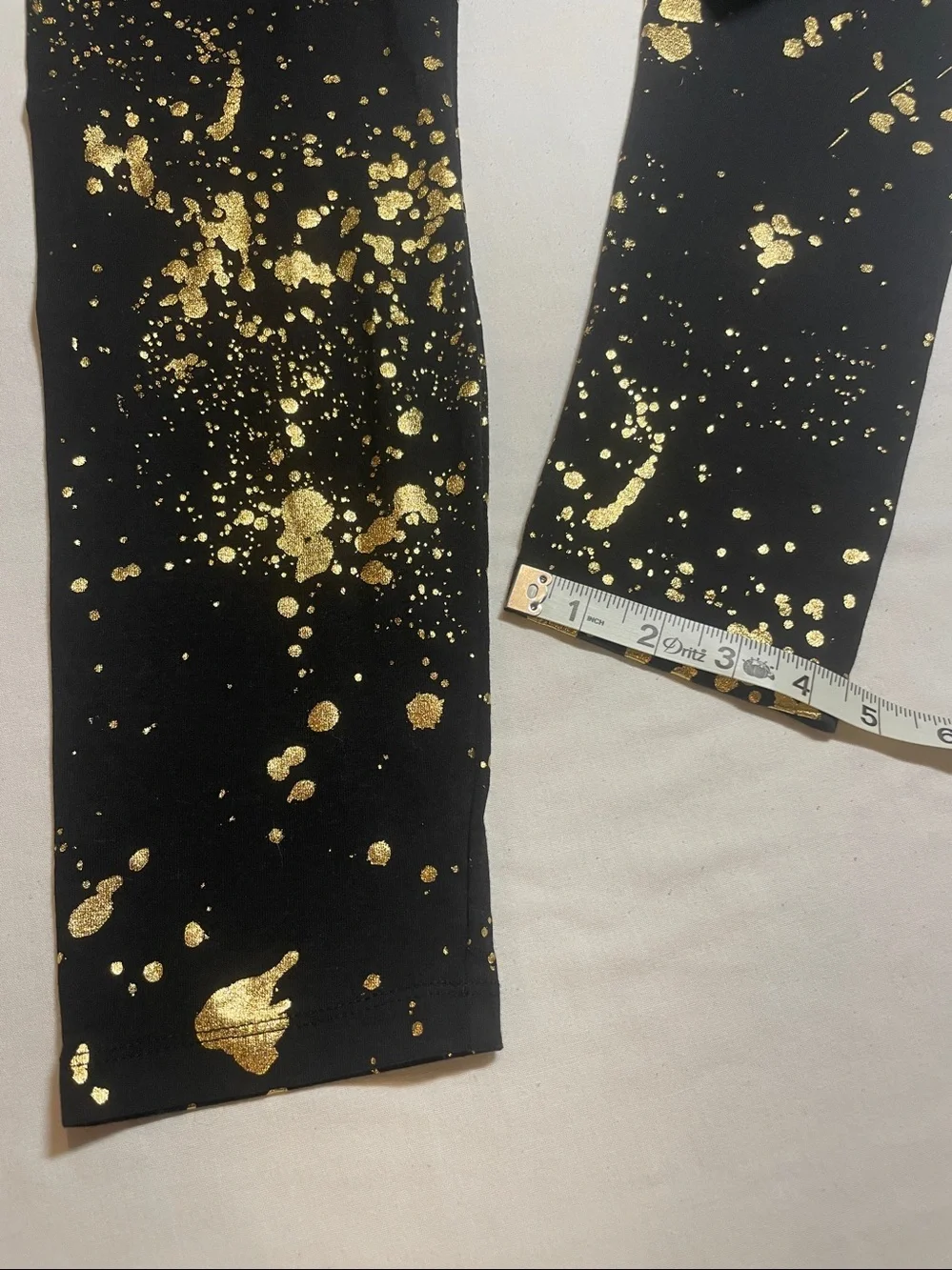 Justice Black Leggings with Gold Splatter